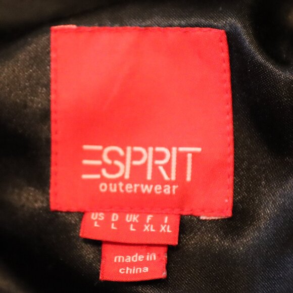 Vintage Black Esprit Faux Fur Lined Coat Size Large - Picture 2 of 11